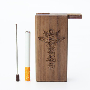 Wood Cigarette Case Black Walnut Wood Engraved Rectangular Handmade For Smoking Accessories - Product Image 5