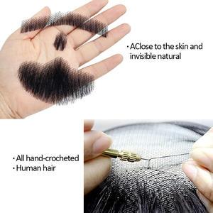 Barba e baffi finti realistici in pizzo invisibile, fatti a mano, in capelli umani, per costume da capra, all'ingrosso - Product Image 2