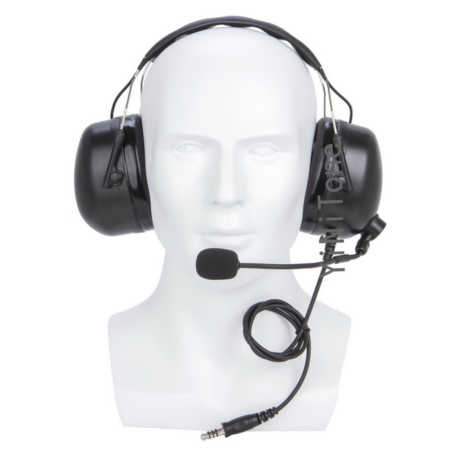 YiNiTone 7.1mm NATO Black Tactical Aviation Headset Pilot Headset Earpiece Microphone Two Way for Radio Handheld Walkie Talkie