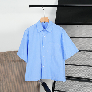 <span class=keywords><strong>Camicia</strong></span> Estiva a Maniche Corte con Bottoni, Vestito Corto, Logo Personalizzato, Camicie Formali a Righe per <span class=keywords><strong>Uomo</strong></span>, Casual - Product Image 1