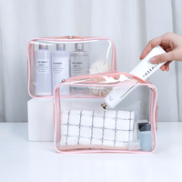 GRS Factory Wholesale Custom Transparent PVC Fashion Zipper Letter Pattern Waterproof Travel Makeup Case Set Custom Logo ISO9001