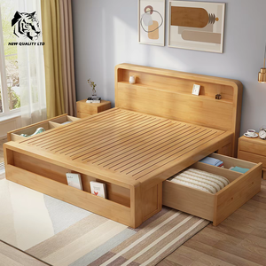 Cama King Size de Madera, Diseño Nuevo, Muebles de Dormitorio, Precio Económico, Venta Directa de Fábrica en China, Gran Stock Disponible para Envío Inmediato - Product Image 4