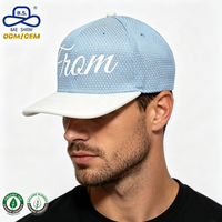 Casquettes de baseball à visière plate respirantes, design color-block personnalisé, avec logo privé, pour l'été et les activités décontractées en extérieur