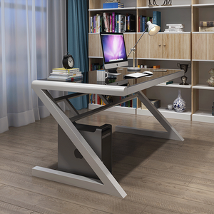 Table d'angle en verre lisse de haute qualité en gros <span class=keywords><strong>mesa</strong></span> gamer table d'ordinateur de jeu en forme de Z bureau de jeu <span class=keywords><strong>pc</strong></span> - Product Image 4