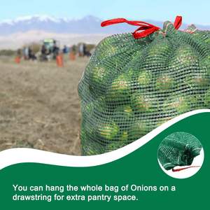 Sacs réutilisables en maille LDPE Huamaohengchun durables de 44 lb, 50 pièces, 15,7x23,6 pouces, avec cordon de serrage pour le stockage des pommes de terre, des agrumes et des écrevisses - Product Image 2