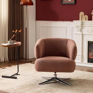 Fauteuil pivotant individuel de luxe Cuddle, style club moderne, petit fauteuil d'appoint en velours pour salon - Product Image 3