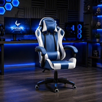 Chaise de bureau et de gaming personnalisable en cuir PU, pivotante, inclinable, réglable en hauteur, accoudoirs articulés, repose-pieds en option