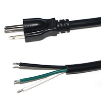 Cordon d'alimentation CA LEMON 18AWG, prise américaine 3 broches NEMA 5-15P, isolation PVC, 15A, extrémité dénudée, fil SJT, 1,8 m pour appareils électroménagers