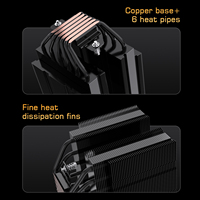 Ventilateur de refroidissement CPU Lovingcool, nouveau design, 6 caloducs, sans lumière, radiateur à double tour, noir, avec affichage de la température