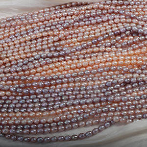 ลูกปัดข้าวไข่มุกน้ำจืดธรรมชาติขนาด5-6มม. ลูกปัดแบบหลวมทำมือยาวประมาณ36ซม. ประมาณ48เม็ด - Product Image 3