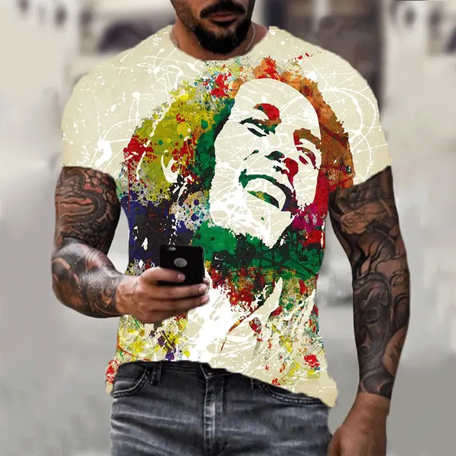 गर्म बिक्री रैपर मार्ले बॉब फैशन शांत 3D मुद्रित टी शर्ट आरामदायक Harajuku शैली Tshirt Streetwear में सबसे ऊपर बड़े जिम टी शर्ट