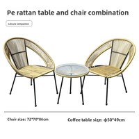 Ensemble table et chaises d'extérieur en rotin PE, style minimaliste moderne, avec structure métallique, résistant aux intempéries, pour jardin et terrasse