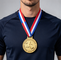 Médailles de football 3D personnalisées, médailles sportives en alliage de zinc, rubans avec logo personnalisé, design moulé élégant, parfaites pour collection commémorative