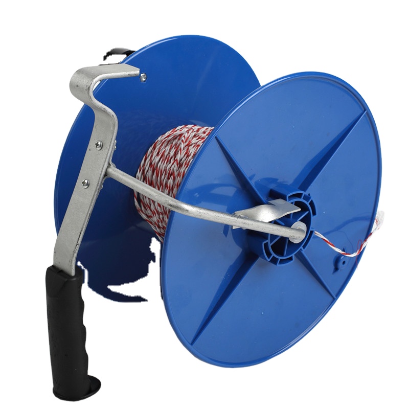 Low cost polytape electric horse fence reel plastic hand winch wire wheel spinner for rope and tape