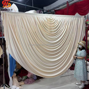 SMOOTH Elegant White Layer Swag <b>Ceiling</b> Drape Custom Curved Draped Chiffon <b>Ceiling</b> Swag For <b>Wedding</b> Stage Backdrop - Product Image 2