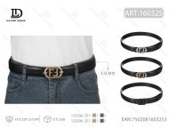 Cintura da uomo casual in lega con fibbia a piastra, 3,5 cm, tinta unita - Product Image 1