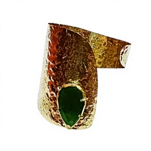 High Quality Gold-Plated Brass Metal Blue Agate Stone Classic Cuff Bracelet Fashion Jewelry Gift Party India Quality Handicrafts - Product Image 2
