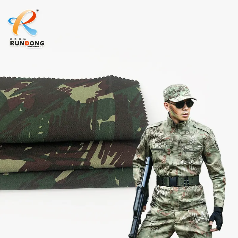 Rundong wholesale cotton digital uniforms spandex cheap cotton leaf camouflage fabric