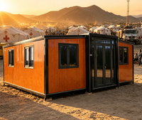 Maison conteneur extensible à double aile, finition bois, préfabriquée, modulaire, villa mobile de luxe pour complexe hôtelier