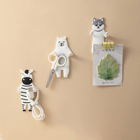 Crochet mural flexible en PVC en forme d'animal mignon, sans perçage, pour chambre, bureau, clés, câbles, décoratif, auto-adhésif, vente en gros