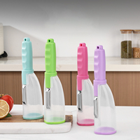 Éplucheur multifonctionnel avec rangement, éplucheur de fruits et de pommes de terre anti-éclaboussures pour cuisine et ménage, éplucheur avec tube de rangement
