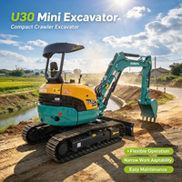 Excavatrice compacte sur chenilles d'occasion Kubota U30 2024, 3 tonnes, 20 kW, mini-pelleuse, godet de 0,1 m³ pour espaces restreints