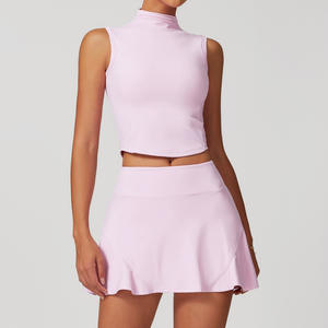 2024 chalecos sin mangas de talla grande para <span class=keywords><strong>mujer</strong></span>, trajes de tenis, faldas, pantalones cortos, cuello alto, <span class=keywords><strong>acolchado</strong></span>, de Yoga Tops, ropa activa, ropa de tenis - Product Image 5