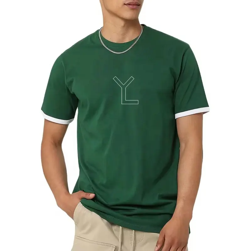 Camiseta personalizada de alta qualidade para homens com estampa de camisetas de manga curta de fábrica OEM em bloco colorido 100% algodão
