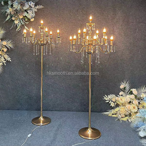 SMOOTH Wholesale Wedding Events <b>Table</b> Decoration Centerpiece Gold Metal Candle Holder With Crystal - Product Image 5