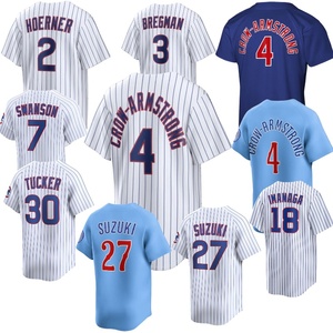 Vendita all'Ingrosso di Ricami Chicago # 4 Crow-Armstrong # 2 Hoerner # 3 Bregman # 7 Swanson # Maglia da baseball della Major League n. 27 Suzuki - Product Image 1