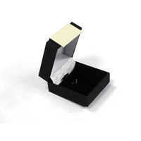 Boîte à bijoux en cuir PU noir avec logo personnalisé, boîte d'emballage pour bijoux, pour bague, bracelet, boucles d'oreilles, collier