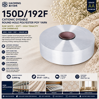 Fil de polyester POY rond, blanc brut, cationique, teignable, grade AA 150D/192F, doux, haute ténacité, pour la texturation, le tricotage, le tissage et la dentelle
