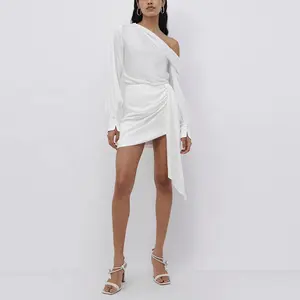 Атласная мини-юбка высокого качества модная юбка с лентой 2023 новая юбка для выпускного вечера