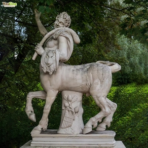 Statua di Centauro in Marmo Bianco Scolpita a Mano Scultura della Mitologia Greca per Decorazione da Giardino Esterno - Product Image 3