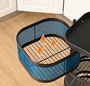 Carrito de empuje, estante de cocina, carrito de mano para verduras, cesta de acero al carbono, almacenamiento de aperitivos, organizador de Dios - Product Image 5