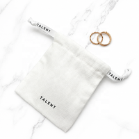Pochette à bijoux en toile de coton personnalisée avec logo, sac cadeau réutilisable pour petits accessoires, vente en gros