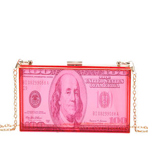 Style européen américain été mode cent dollar Bill argent Transparent acrylique sac à main petite boîte de soirée carrée <span class=keywords><strong>pochette</strong></span> - Product Image 4
