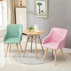 Groothandel Moderne Comfortabele <span class=keywords><strong>Wingback</strong></span> Fluwelen Stof Gestoffeerde Eetkamerstoel Met Houten Poten - Product Image 4