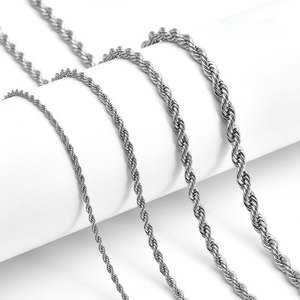 Collar de Acero Inoxidable 316L Antideslustre, Chapado en Oro de 14k y 18k, Chapado en Plata de Ley, Cadena de Cuerda de 6 mm para Hombre y Mujer - Product Image 3