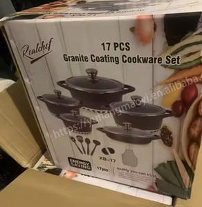 Set di Pentole da Cucina Economico da 17 Pezzi, Casseruola Antiaderente in Alluminio Pressofuso Effetto <span class=keywords><strong>Granito</strong></span> ad Alta Capacità con Coperchio in Vetro - Product Image 4