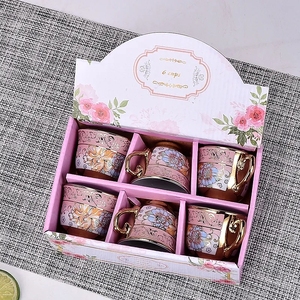 New Arabic gốm cốc hoa phong cách Châu Âu Bàn cà phê thiết lập sang trọng hiện đại <span class=keywords><strong>cup</strong></span> khuyến mại Bộ quà tặng của <span class=keywords><strong>6</strong></span> cốc cà phê - Product Image 4
