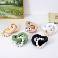 Ornements en perles rondes à trois anneaux en bois pour la décoration intérieure, fabriqués en Chine