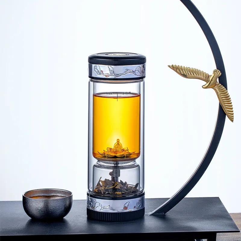चीन Chazhilian180ml 350ml डबल दीवार ग्लास स्टेनलेस स्टील चाय Infuser के साथ Infuser गिलास गर्म पानी फिल्टर बोतल