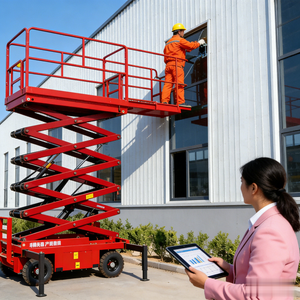 Plateforme de travail aérienne verticale mobile à ciseaux hydraulique à entraînement électrique, élévateur à une personne, nouvelle construction métallique, palan - Product Image 1
