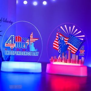 ธงวันประกาศอิสรภาพสหรัฐอเมริกา วันชาติอเมริกา รูปปั้นเทพีเสรีภาพ ไฟส่องสว่าง วันที่ 4 กรกฎาคม ของตกแต่งโต๊ะ ไฟ LED - Product Image 2