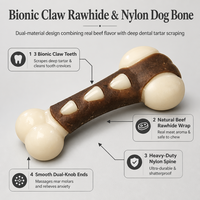 Jouet à mâcher pour chien en forme d'empreinte de patte, en nylon et cuir de vache, jouet à mâcher pour nettoyer les dents des chiens