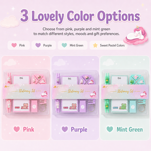 Set Personalizzabile con Mini Quaderno a Tema Cartone Animato da 50 Pagine, Penna Gel e Cucitrice, Regalo di <span class=keywords><strong>Cancelleria</strong></span> Scolastica per Ragazze - Product Image 3