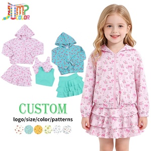 Set 3 Pezzi Tiaose per Bambine: Giacca con Cappuccio Floreale, Gonna a Strati e Canotta, Abbigliamento Estivo Casual per Gioco e Attività all'Aperto - Product Image 1