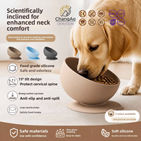 Gamelle anti-glouton en silicone de qualité alimentaire pour animaux de compagnie, avec ventouse intégrée, protection ergonomique du cou, pour chiens et chats