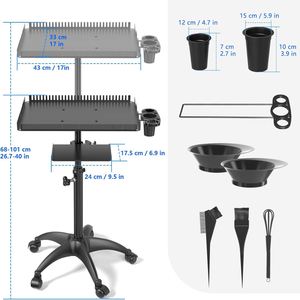 Magnetic Salon <b>Trolley</b> Hot Hair Extension Tray Cart Beauty Hair <b>Tools</b> Salon Tray Cart for Salon Barbershop School Beauty Use - Product Image 2